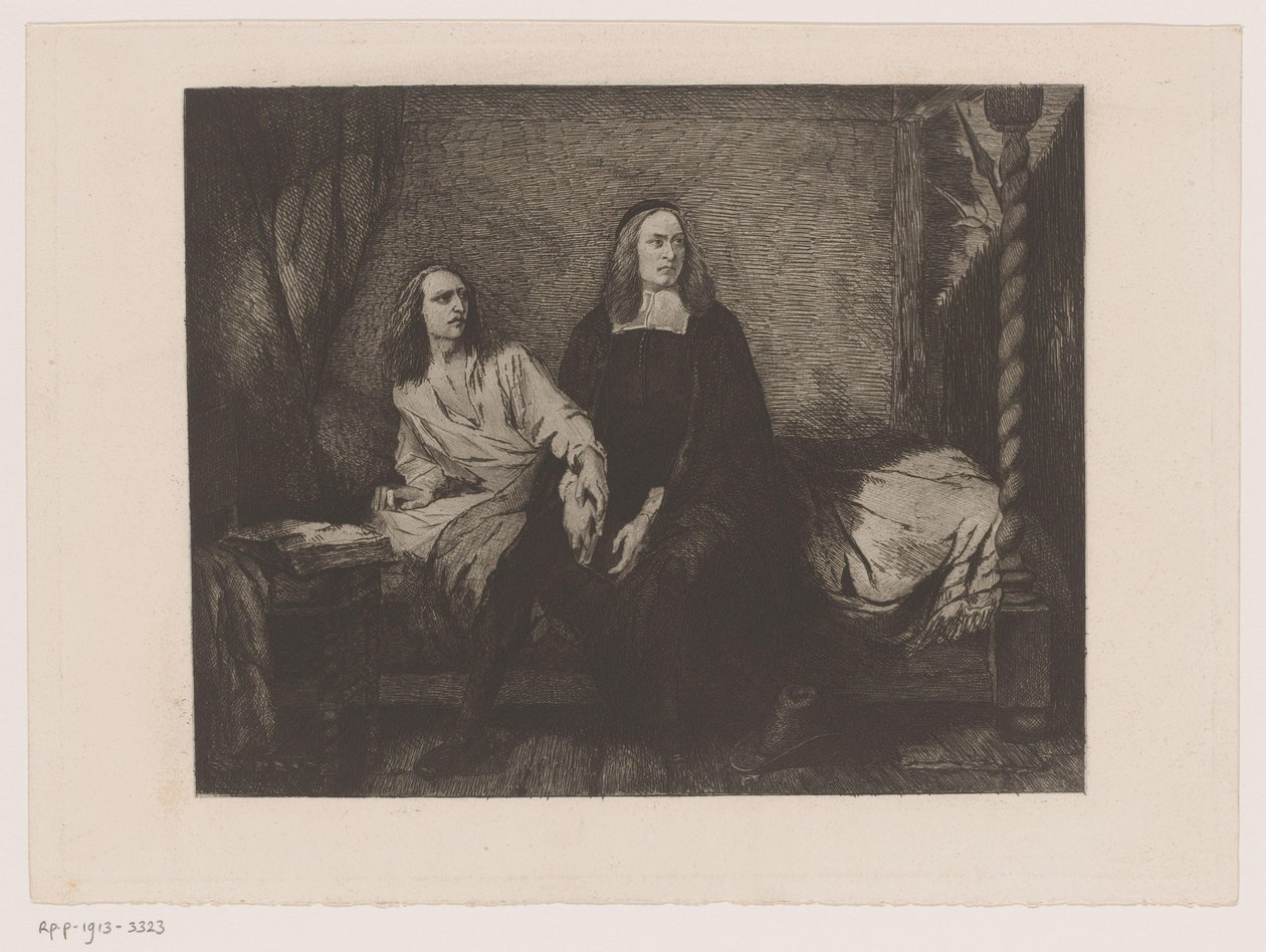 Les frères de Witt assis sur un lit dans la Gevangenpoort - Willem Philip van der Veken (attributed to)
