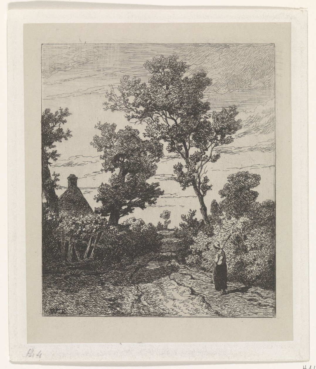 Paysanne sur un chemin de campagne - Willem Roelofs (I)