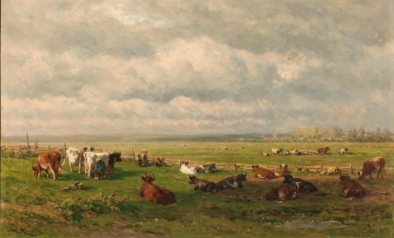 Paysage de prairie avec du bétail - Willem Roelofs (I)