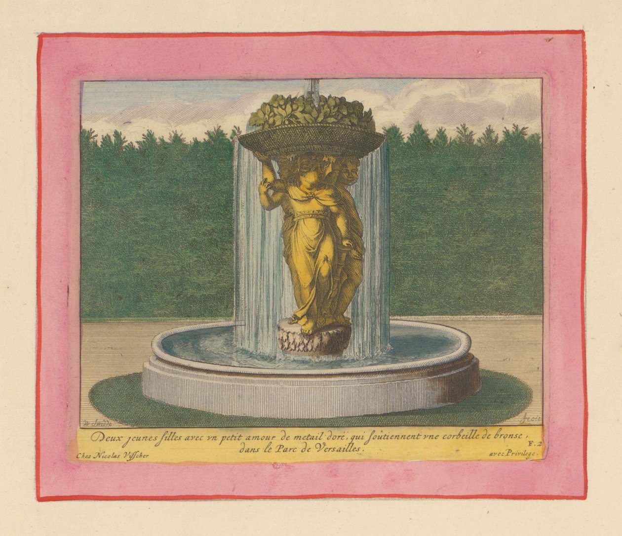Brunnen mit einer Statue von drei Frauen, die einen Korb über ihren Köpfen tragen - Willem Swidde
