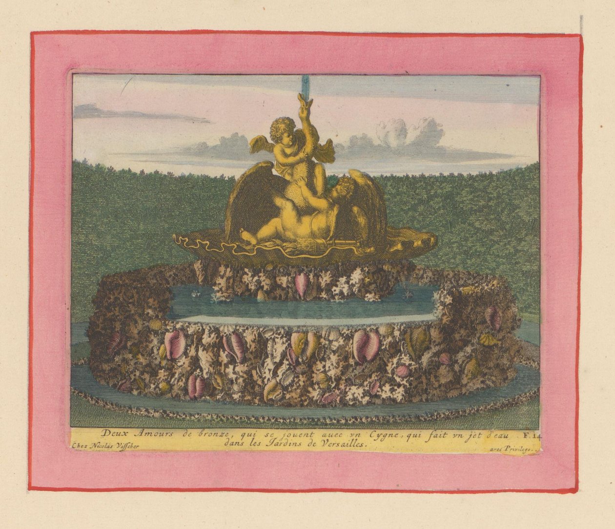 Brunnen mit zwei Putti, die mit einem Schwan spielen - Willem Swidde