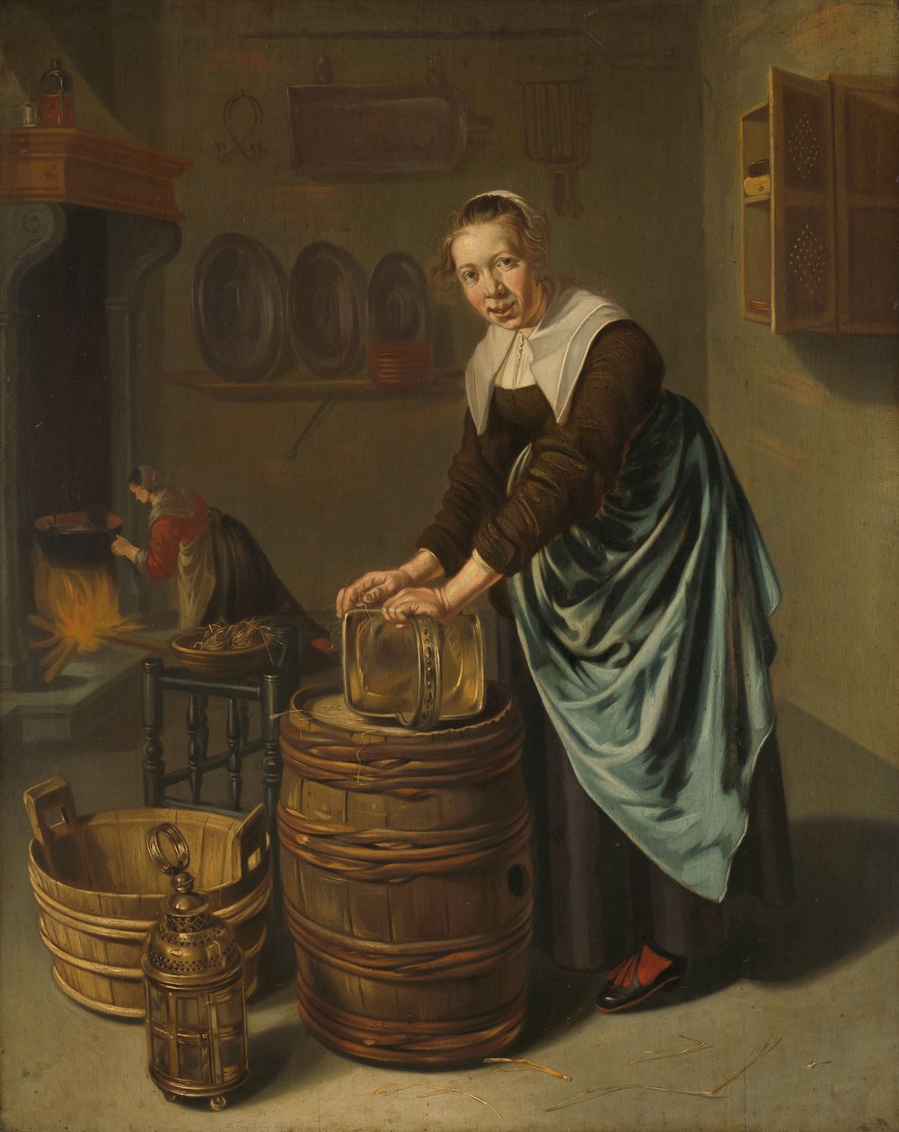 Femme nettoyant un navire - Willem Van Odekercken