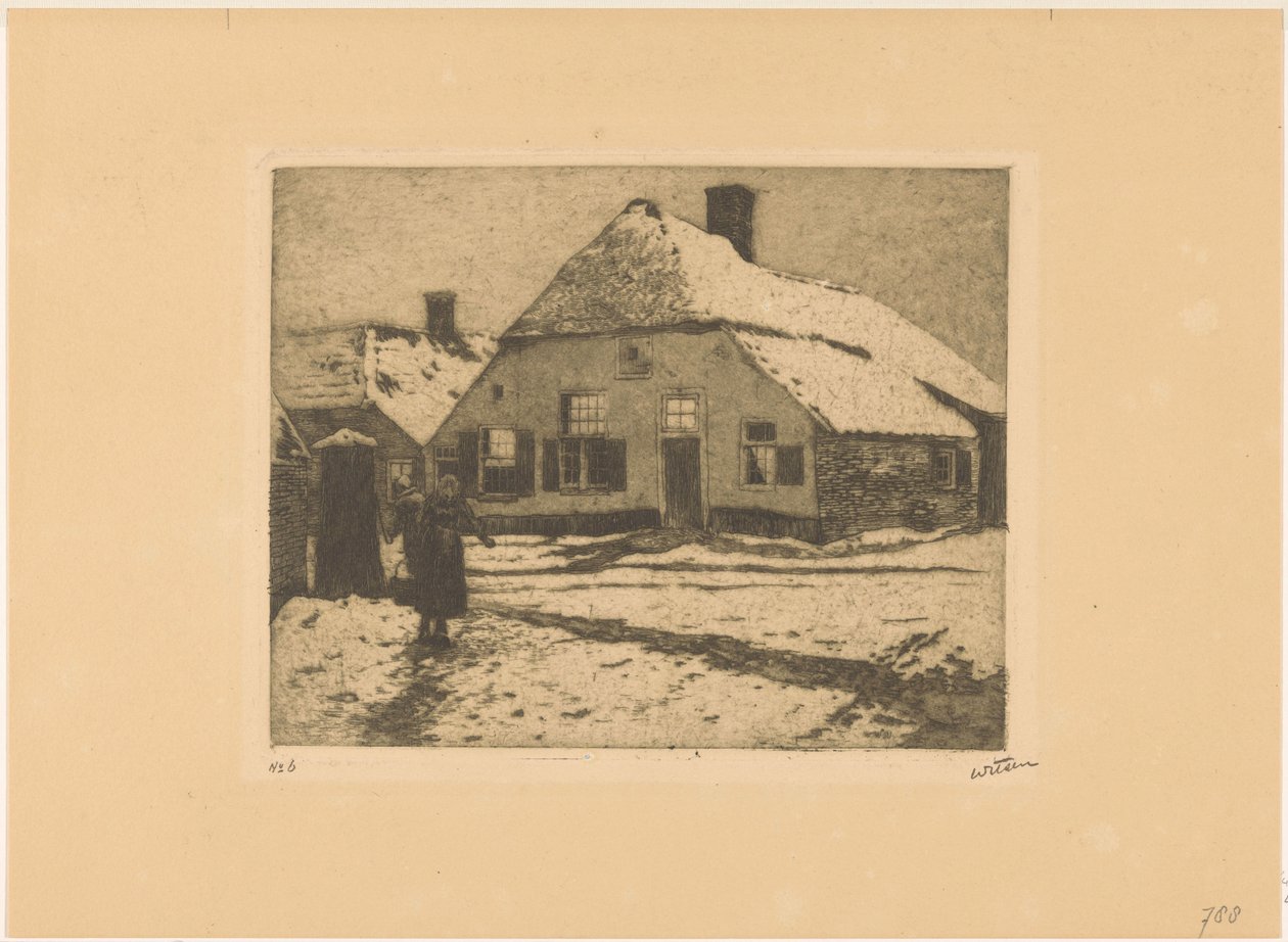 Maisons enneigées sur une route à Ede - Willem Witsen (signed by artist)