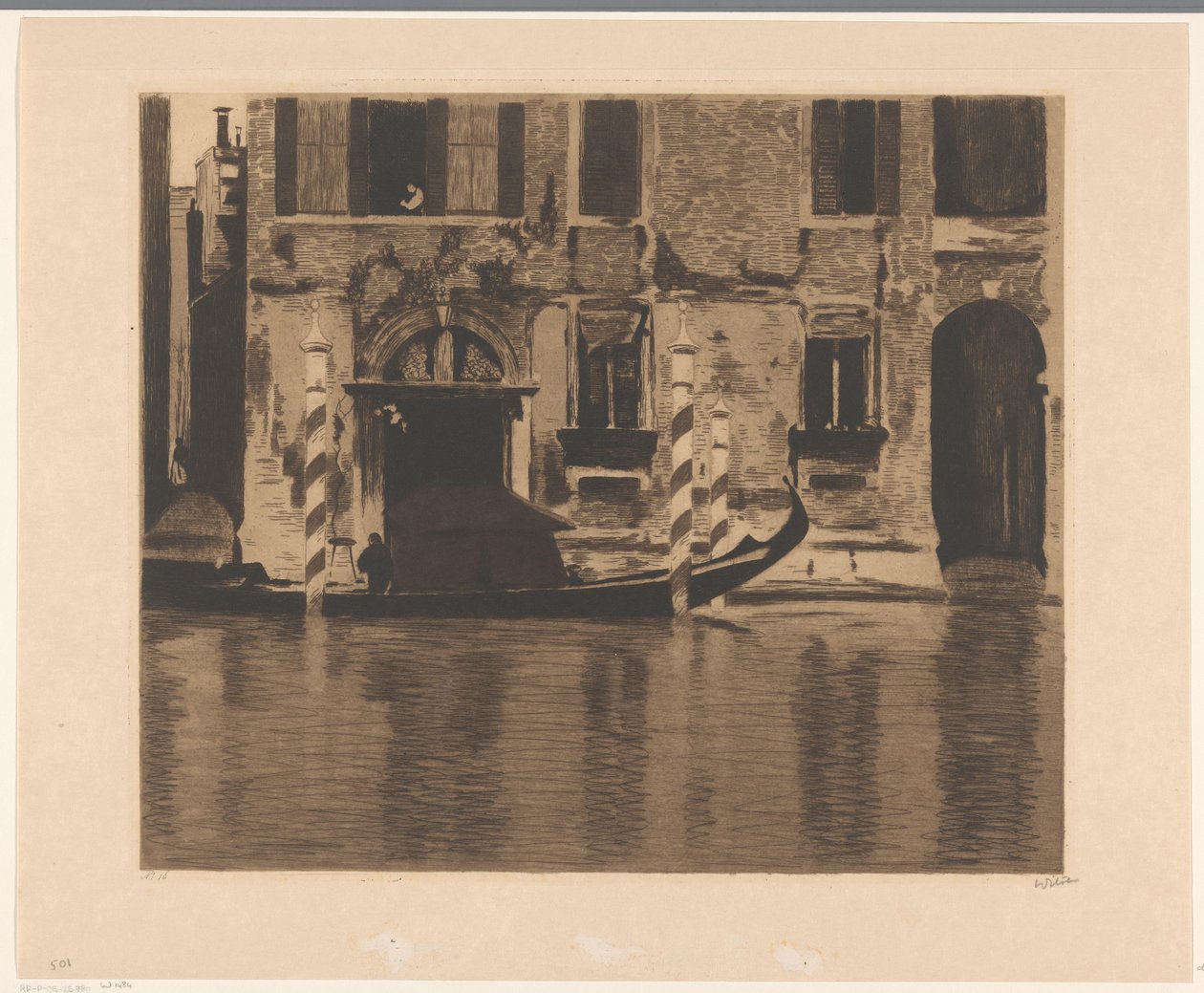 Gondole avec structure sur le Grand Canal à Venise - Willem Witsen (signed by artist)