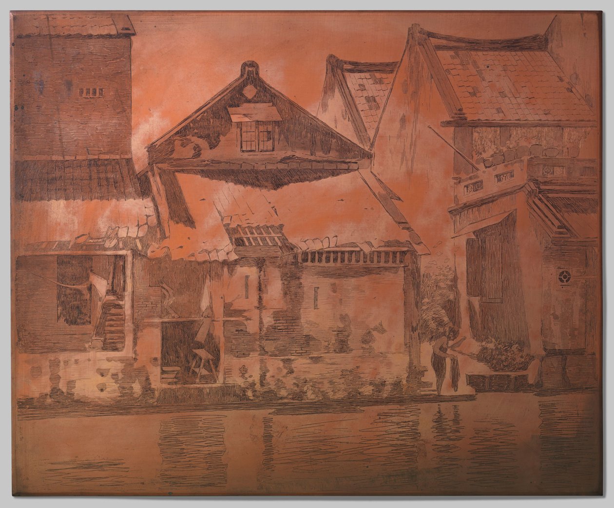 Batavia, maisons au bord de la rivière - Willem Arnoldus Witsen