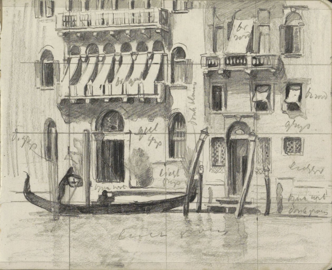 Maisons avec des auvents sur les balcons au Canal Grande à Venise - Willem Arnoldus Witsen