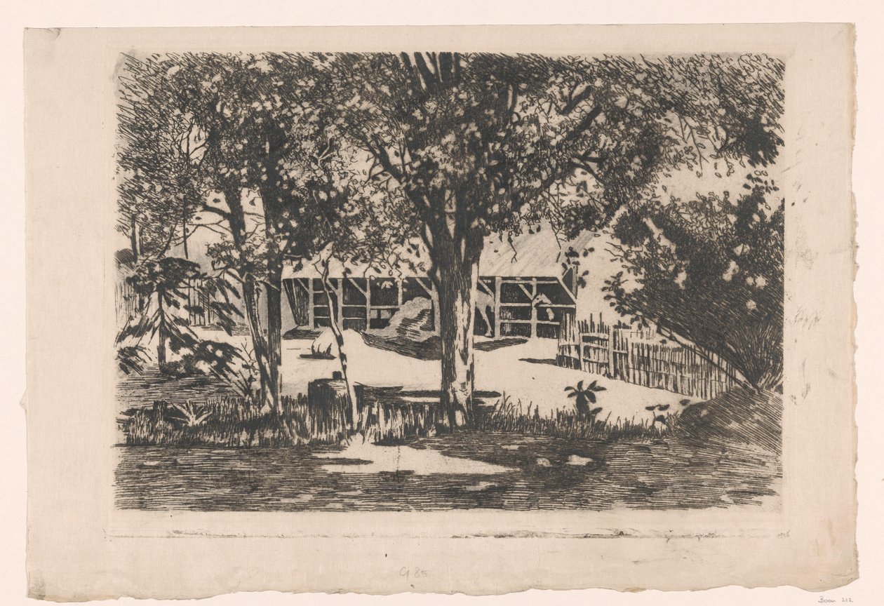 Écuries derrière des arbres à Java - Willem Arnoldus Witsen