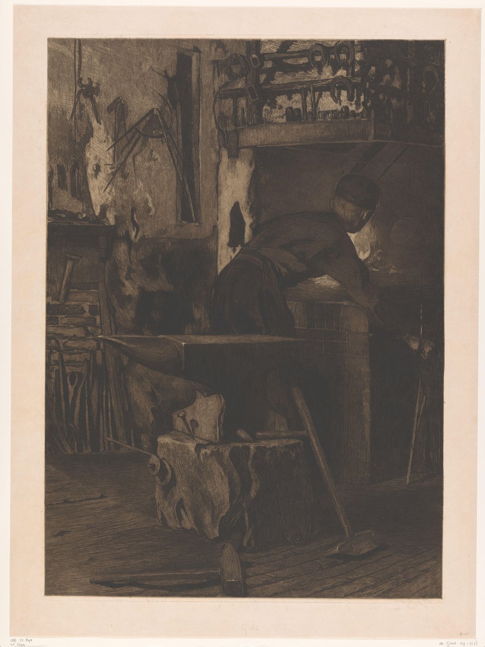 Forgeron près du feu dans une forge à Wijk bij Duurstede - Willem Arnoldus Witsen