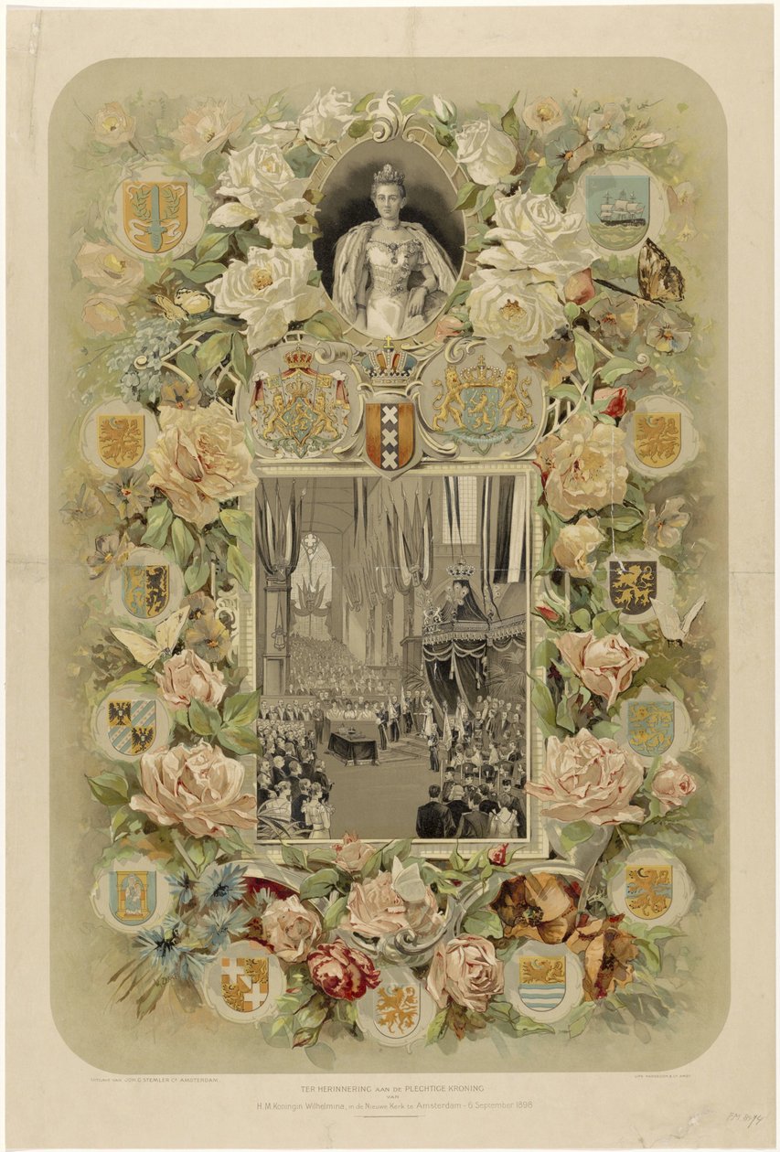 En souvenir du couronnement solennel de S.M. la Reine Wilhelmina, à la Nieuwe Kerk d