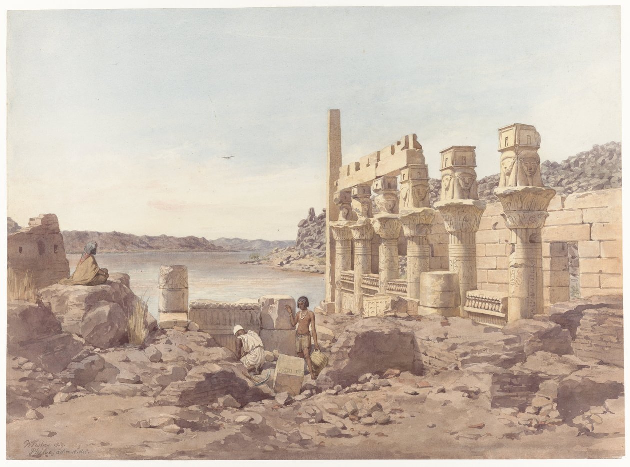Vue des ruines du temple à Philae près d
