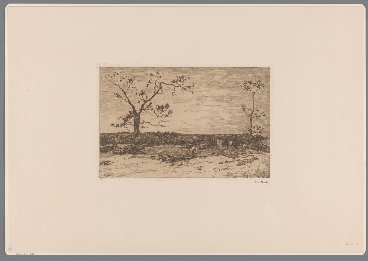Paysage avec arbres nus et bûcherons - Willem de Zwart (signed by artist)