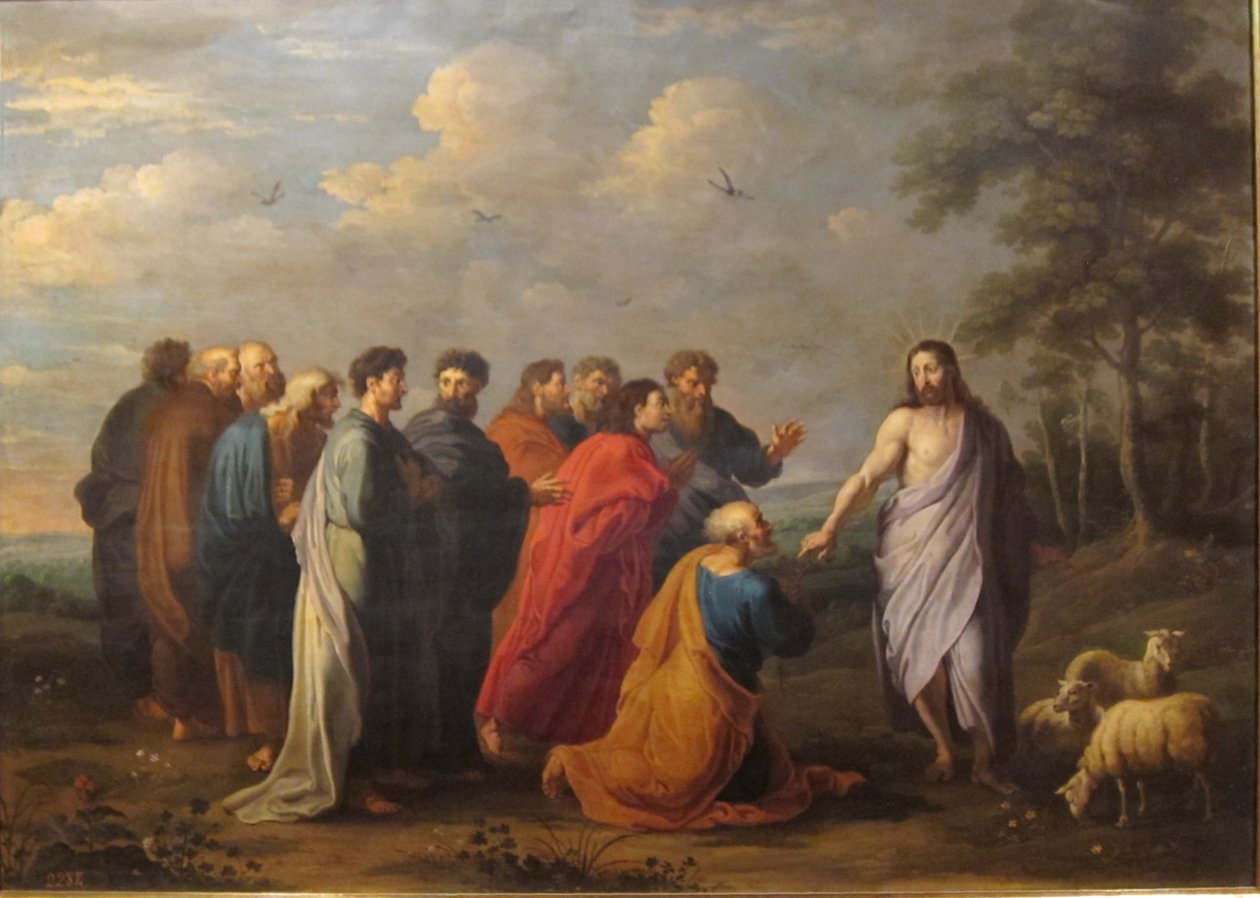 Espagnol : Jesucristo entregando las llaves a San Pedro - Willem van Herp