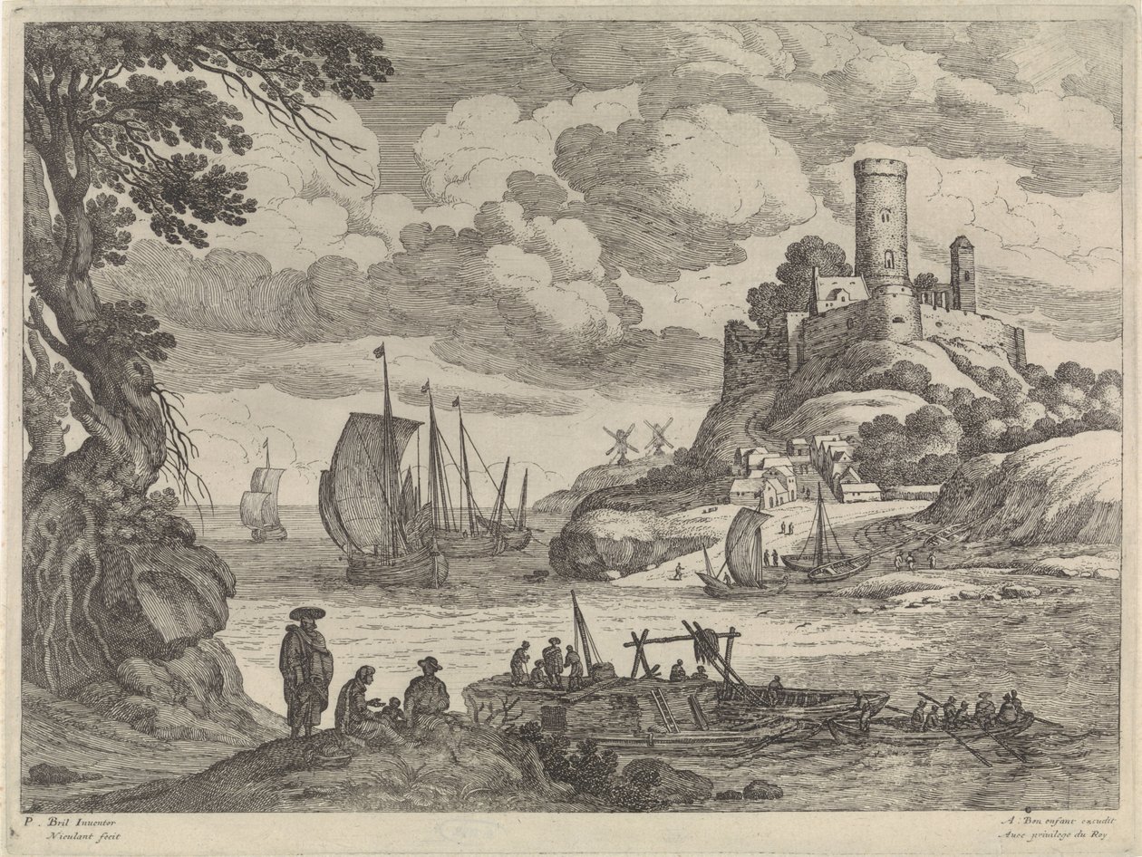 Vue du port avec des navires - Willem van Nieulandt (II)