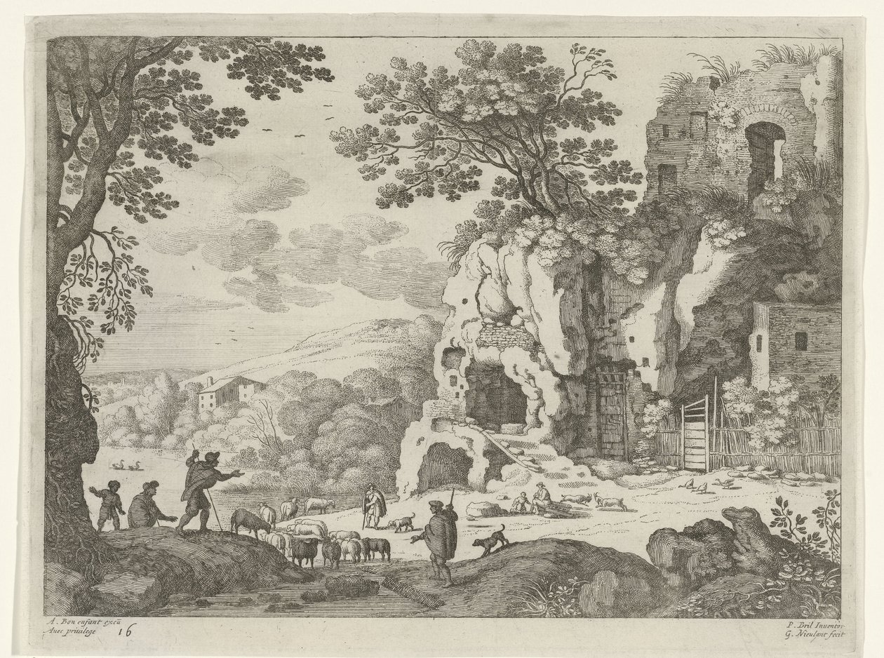 Paysage avec une ruine (Paysages italiens) - Willem van Nieulandt (II)