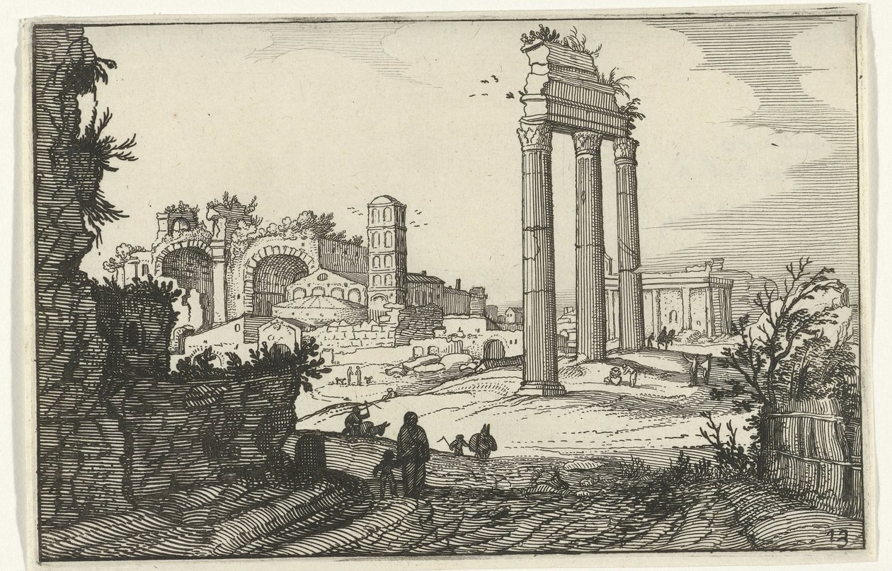 Temple de Castor et Pollux et la basilique de Constantin - Willem van Nieulandt (II)