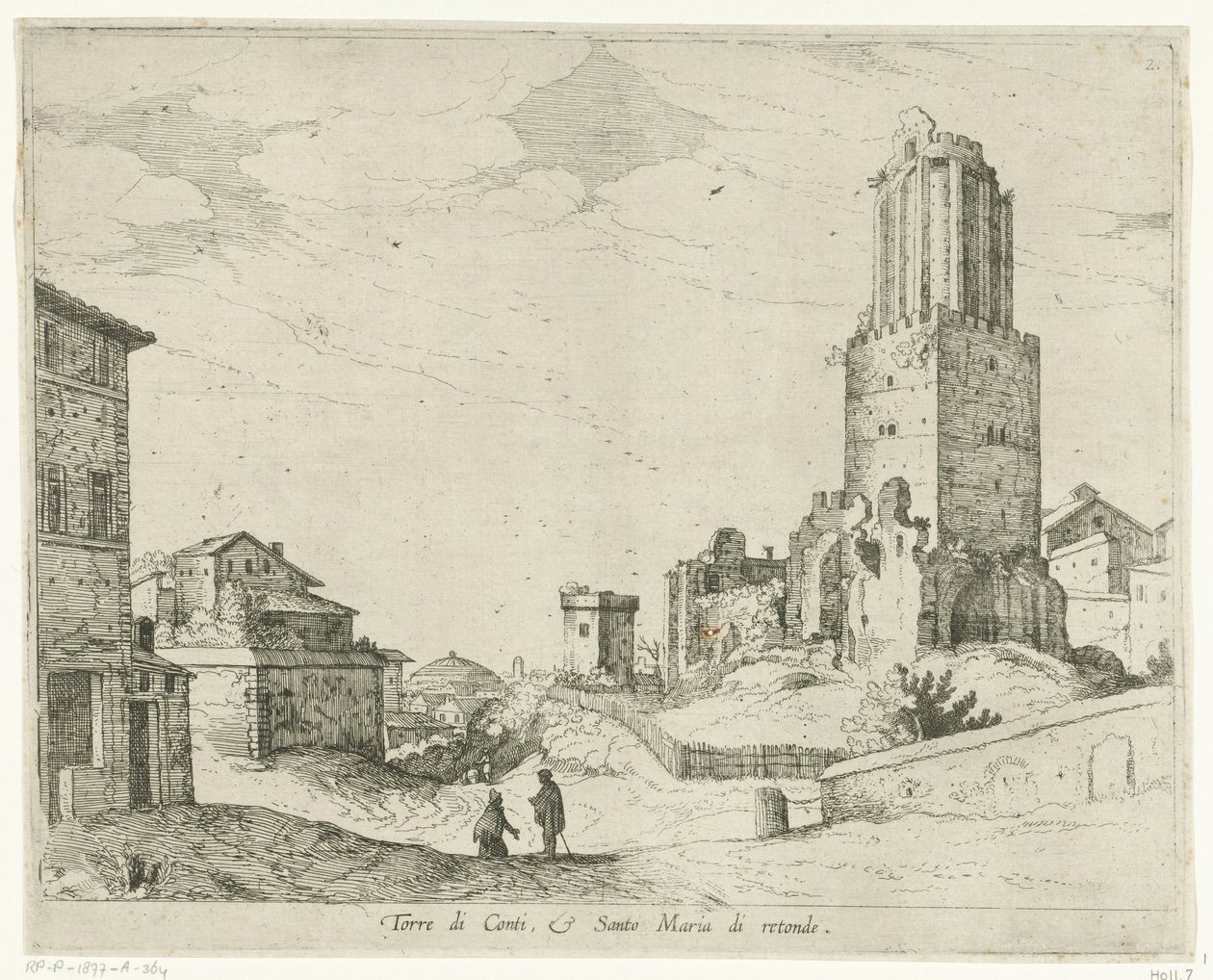 Torre delle Milizie et le Panthéon - Willem van Nieulandt (II)