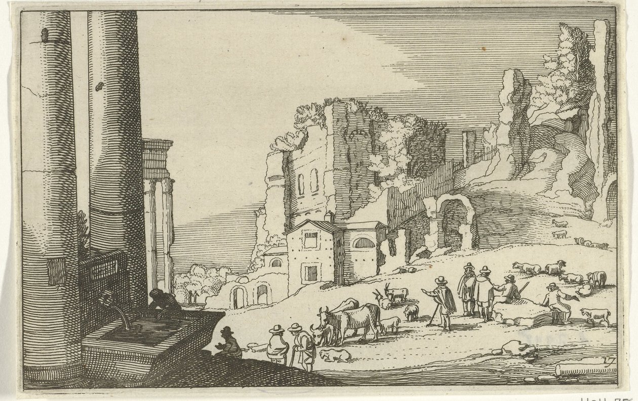 Bétail parmi des ruines romaines - Willem van Nieulandt (II)