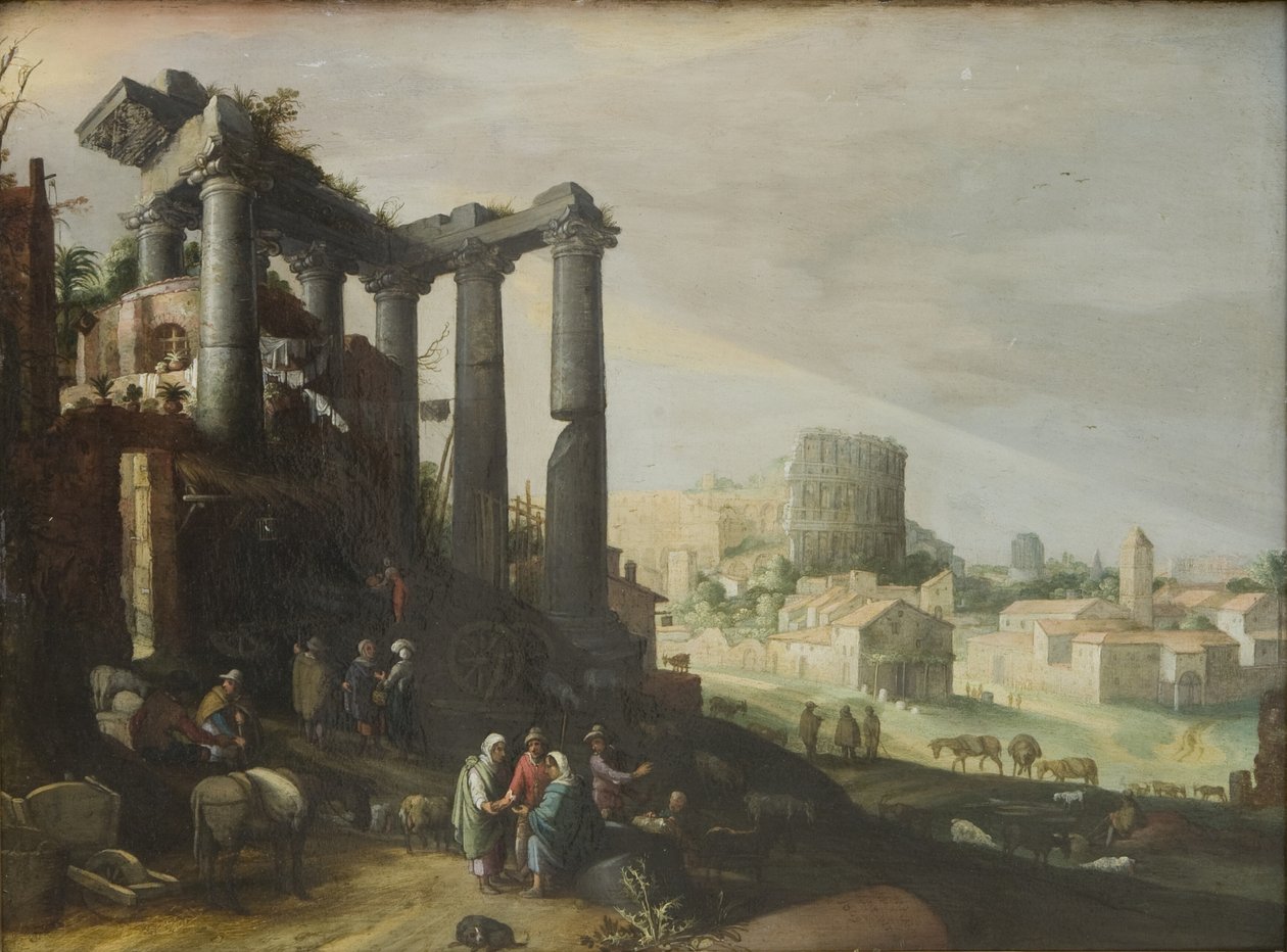 Paysage avec vue sur Campo Vaccino à Rome - Willem van Nieulandt d.Y.