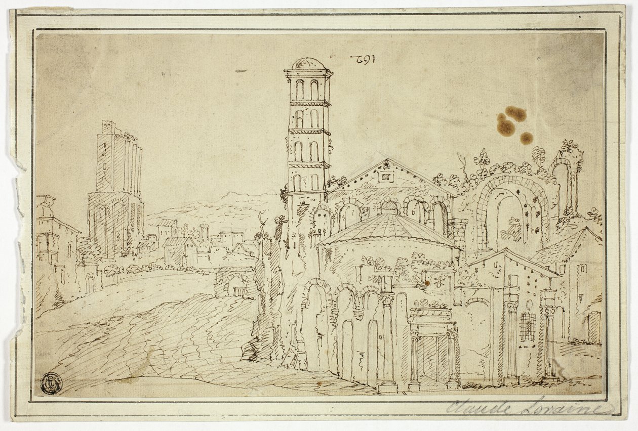 Vue de Rome : Torre della Melisa, ruines de l