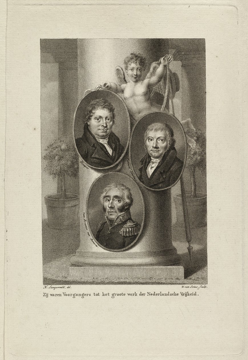 Mémorial avec les portraits de Joan Melchior Kemper, Cornelis Anthony Fannius Scholten, Gijsbert Carel Rutger Reinier van Brienen van Ramerus. NL-HlmNHA 1477 53011449 - Willem van Senus
