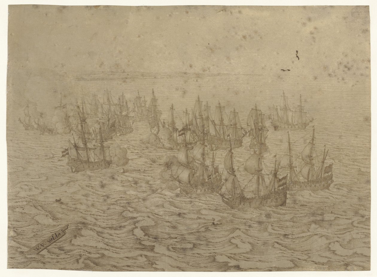 Bataille navale devant une côte - Willem van de Velde (I) (possibly)