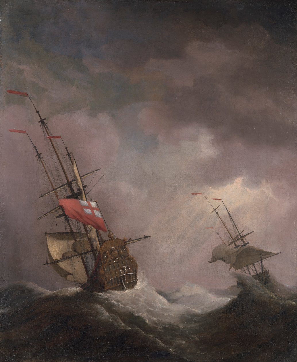 Un navire anglais en mer par gros temps - Willem van de Velde the Younger