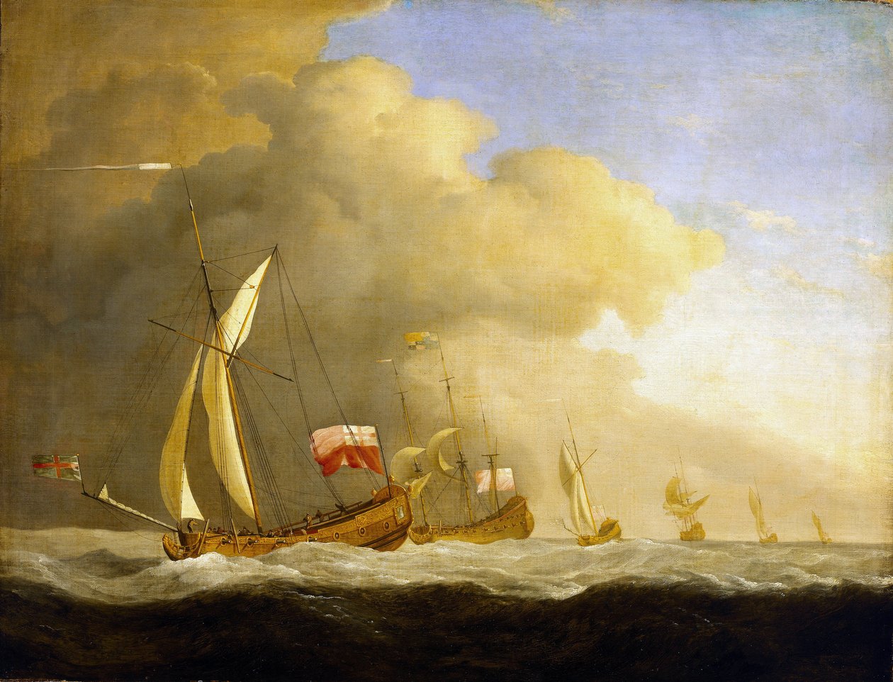 Groupe de yachts royaux britanniques en mer - Willem van de Velde the Younger