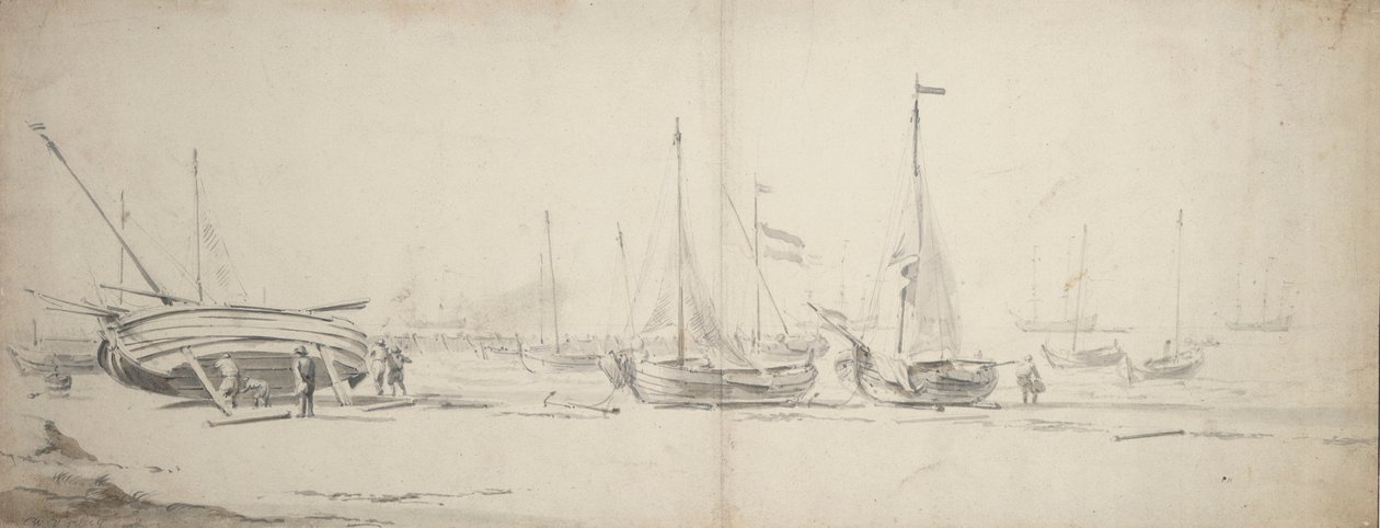 Pinks et weyshuits tirés à terre, vers 1665 - Willem van de Velde the Younger
