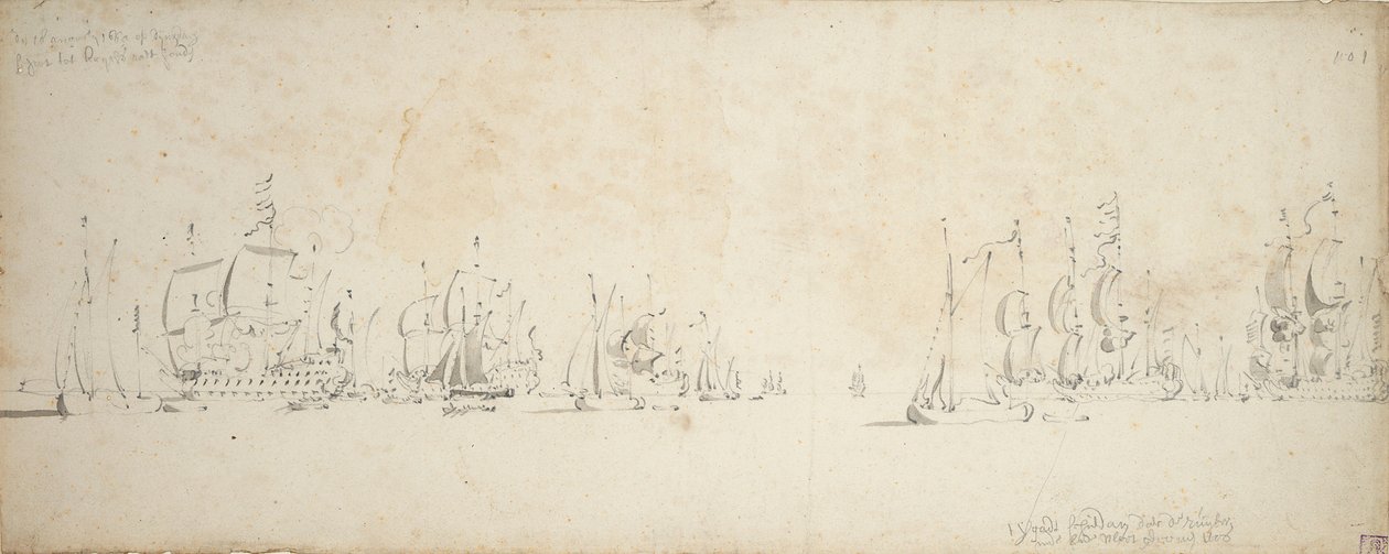 De Ruyter rejoignant la flotte de Tromp en mer du Nord, 8-18 août 1665 - Willem van de the Elder Velde