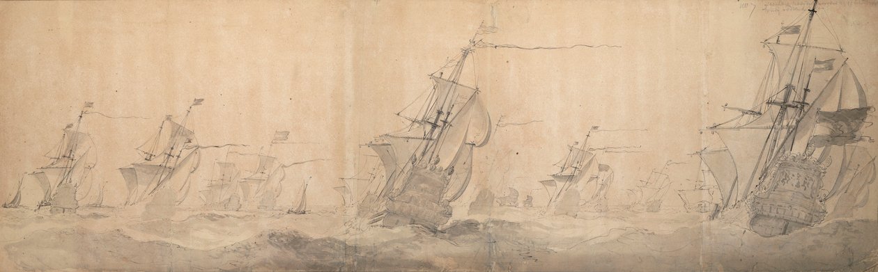 La flotte hollandaise battant la côte des îles frisonnes du Nord le 9/19 octobre 1658 - Willem van de the Elder Velde