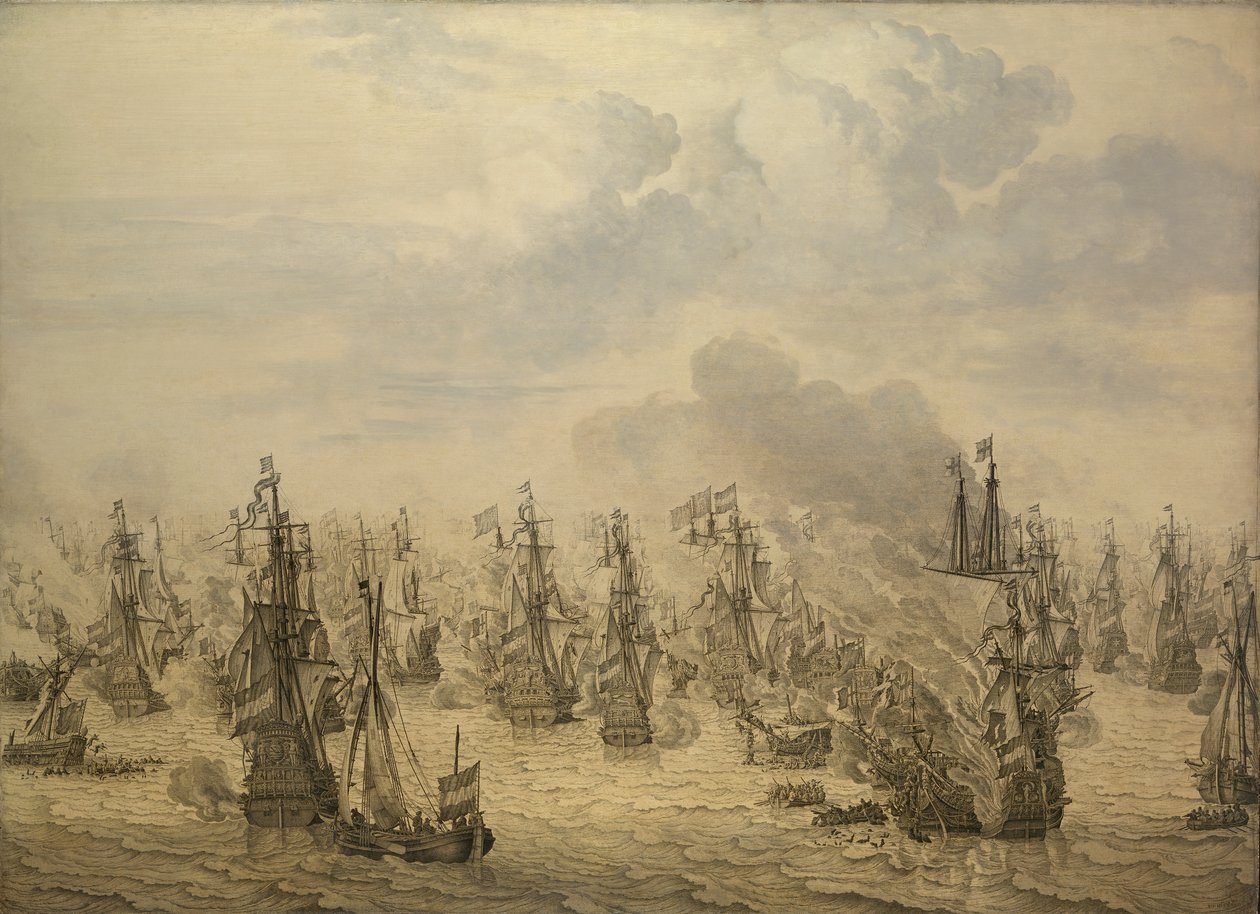 La bataille de Scheveningen - Willem van de the Elder Velde