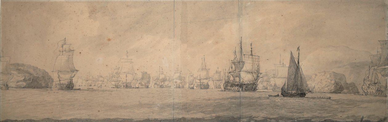 Les Indiamen néerlandais naviguant vers Bok op Raa (Bjaelkero), 25 août-4 septembre 1665 - Willem van de the Elder Velde