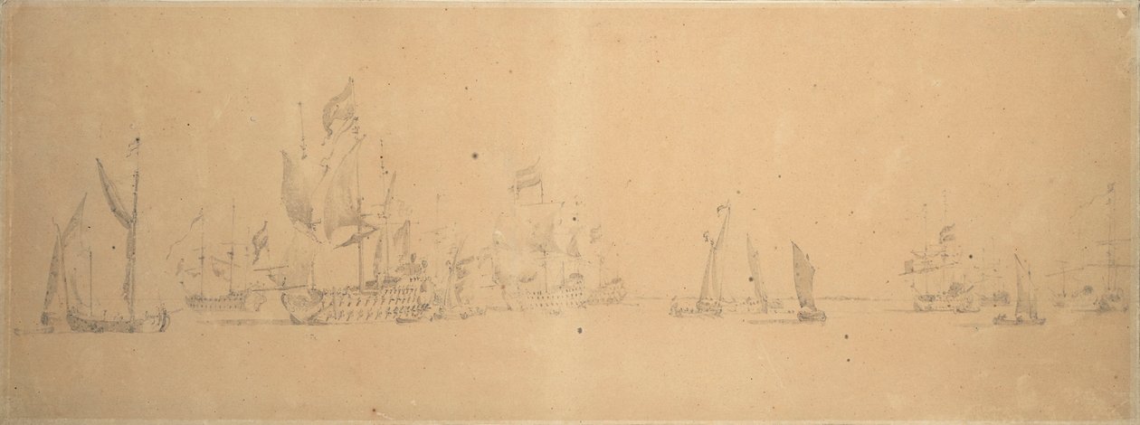 La flotte hollandaise par vent léger, vers 1666 - Willem van de the Elder Velde