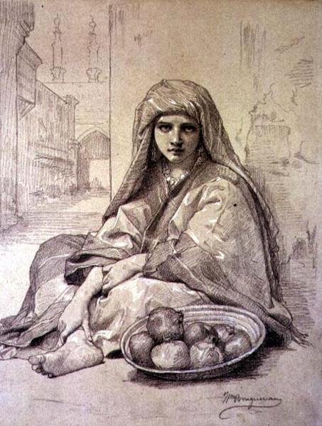 Jeune fille algérienne vendant des grenades - William Adolphe Bouguereau