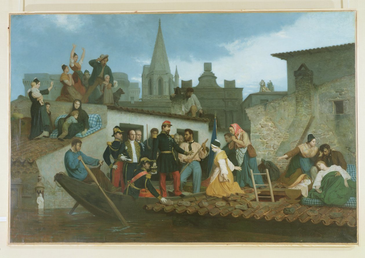 Napoléon III (1808-73) visitant les victimes des inondations de Tarascon en juin 1856 - William Adolphe Bouguereau