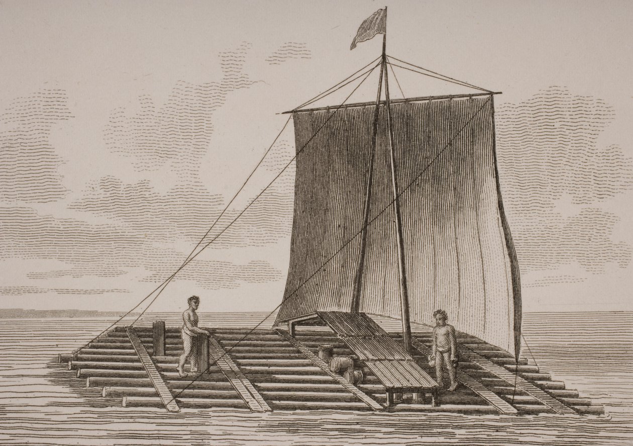 Un radeau en bois de balsa sud-américain, gravé par Thomas Milton (1743-1827) 1820 - William Anderson