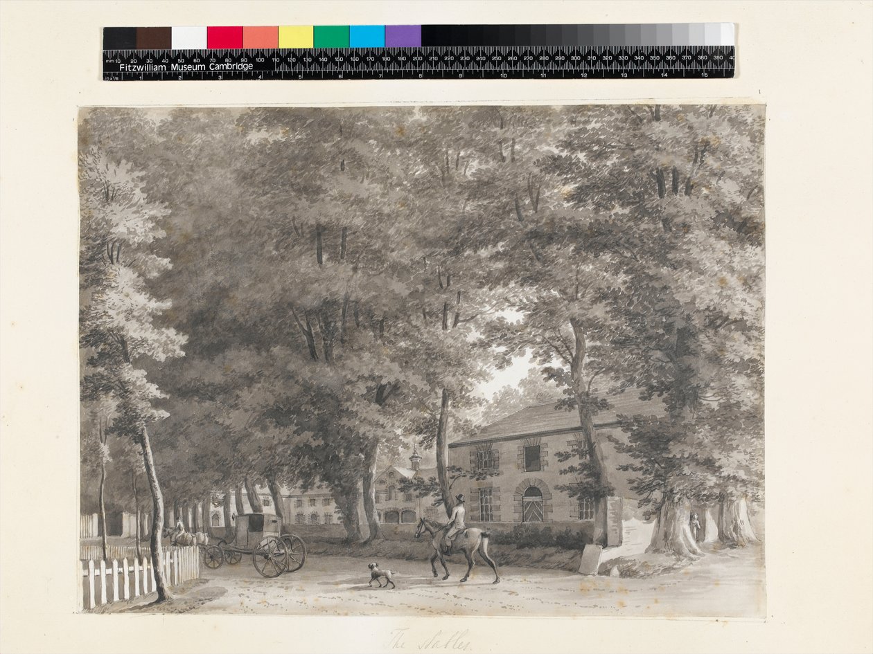 Vue des écuries sur le domaine de Lord Fitzwilliam à Mount Merrion, près de Dublin, 1806 - William Ashford