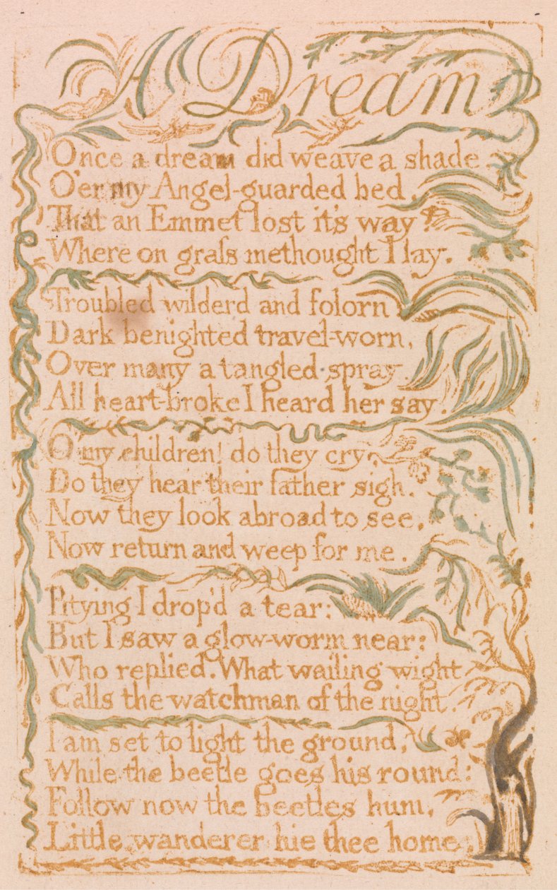 Un rêve, planche 4 de Songs of Innocence, 1789 - William Blake