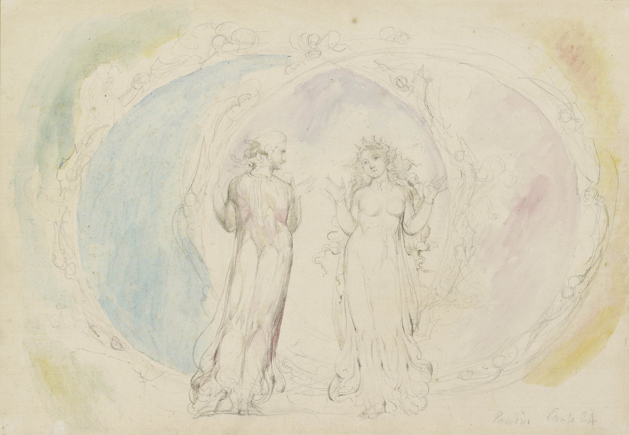 Béatrice et Dante dans les Gémeaux, au milieu des sphères de flamme, illustration de la 