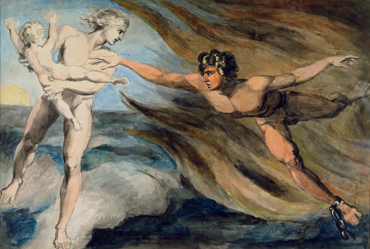 Les anges du bien et du mal luttant pour la possession d