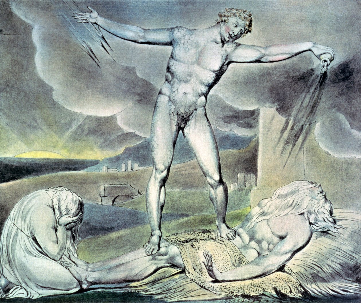 Illustrations du Livre de Job; Satan frappant Job de plaies douloureuses, 1825 - William Blake