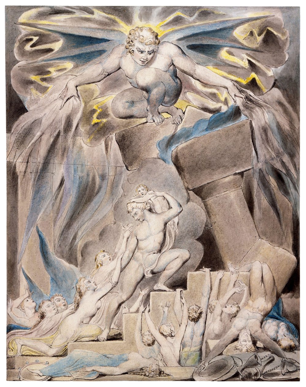 Les fils et les filles de Job submergés par Satan - William Blake