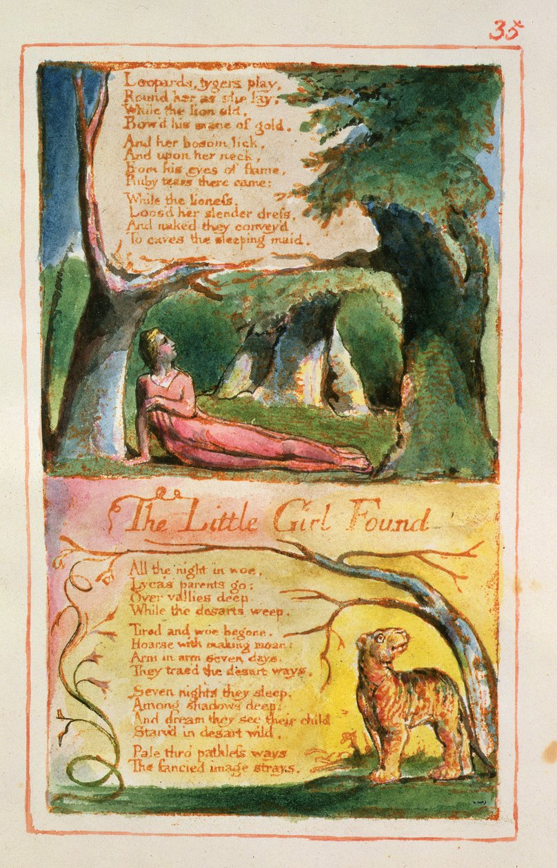 La petite fille trouvée : planche 35 de Songs of Innocence and of Experience (copie AA) - William Blake