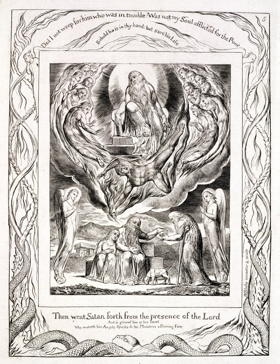 Satan quittant la présence du Seigneur, et la charité de Job du 