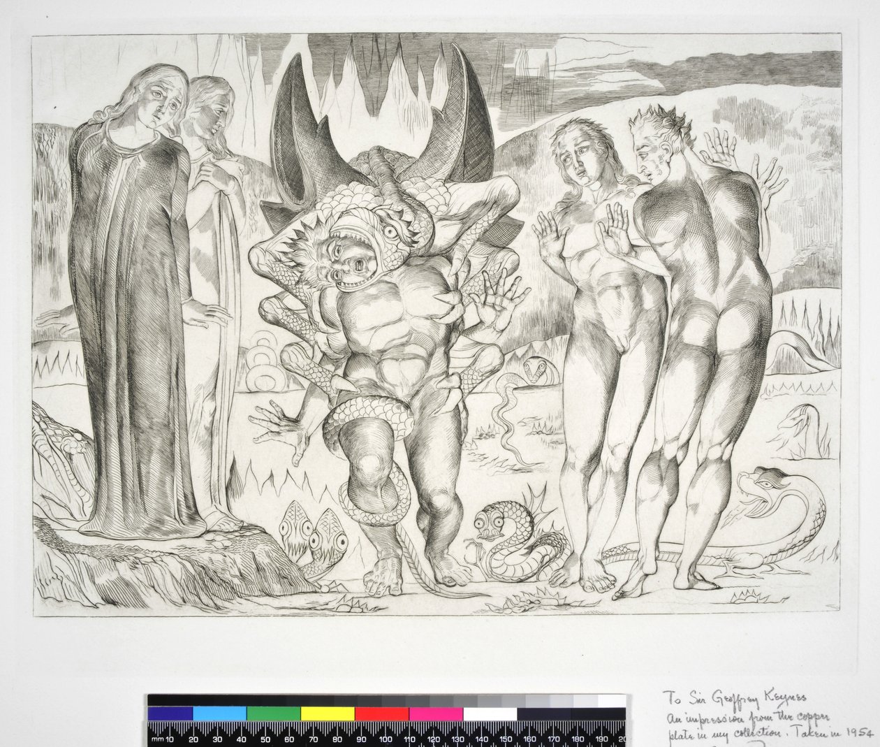 Le Cercle des voleurs : Agnolo Brunelleschi attaqué par un serpent à six pieds, Inferno, Chant XXV, illustration de la 
