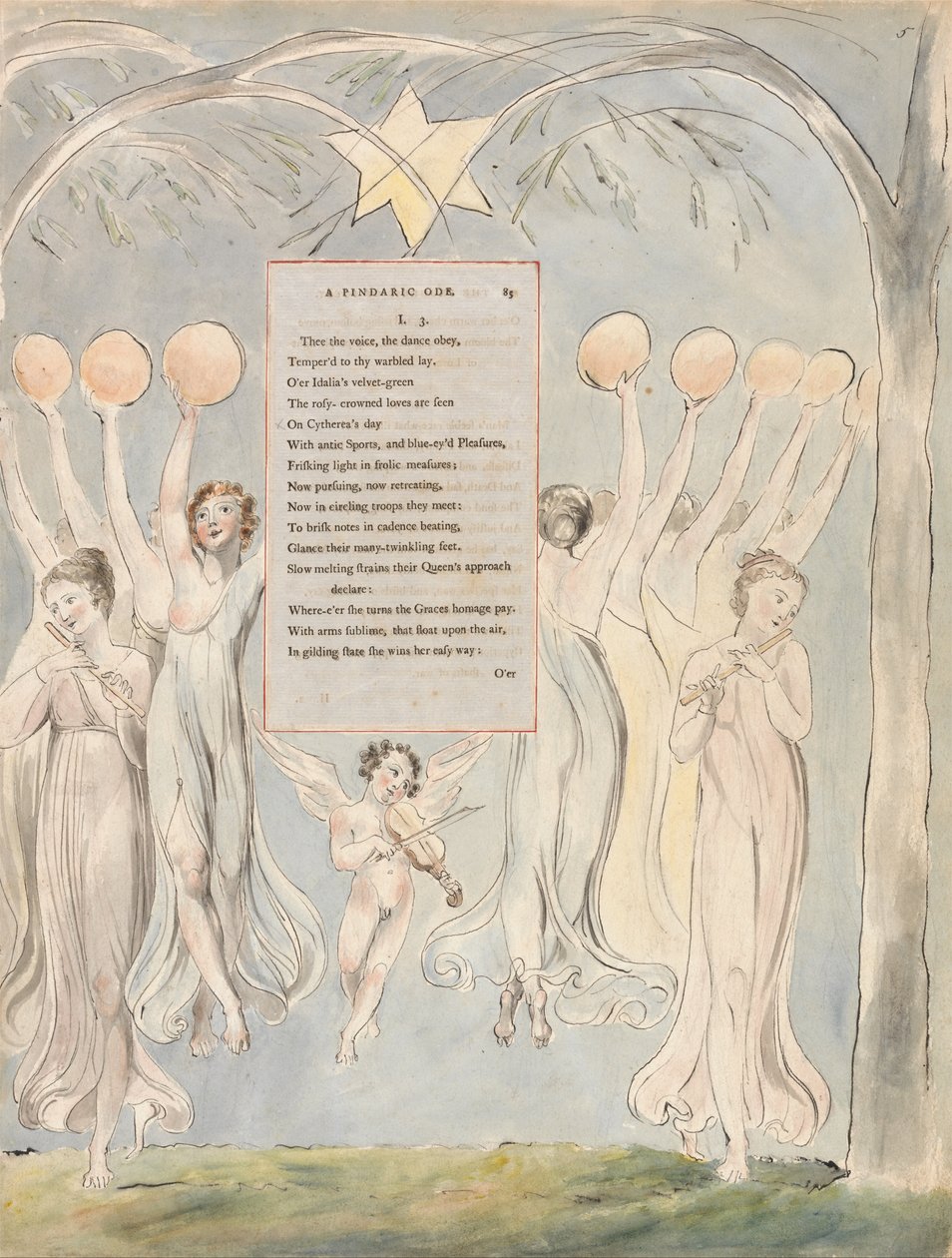 Les Poèmes de Thomas Gray, Design 45, Le Progrès de la Poésie - William Blake