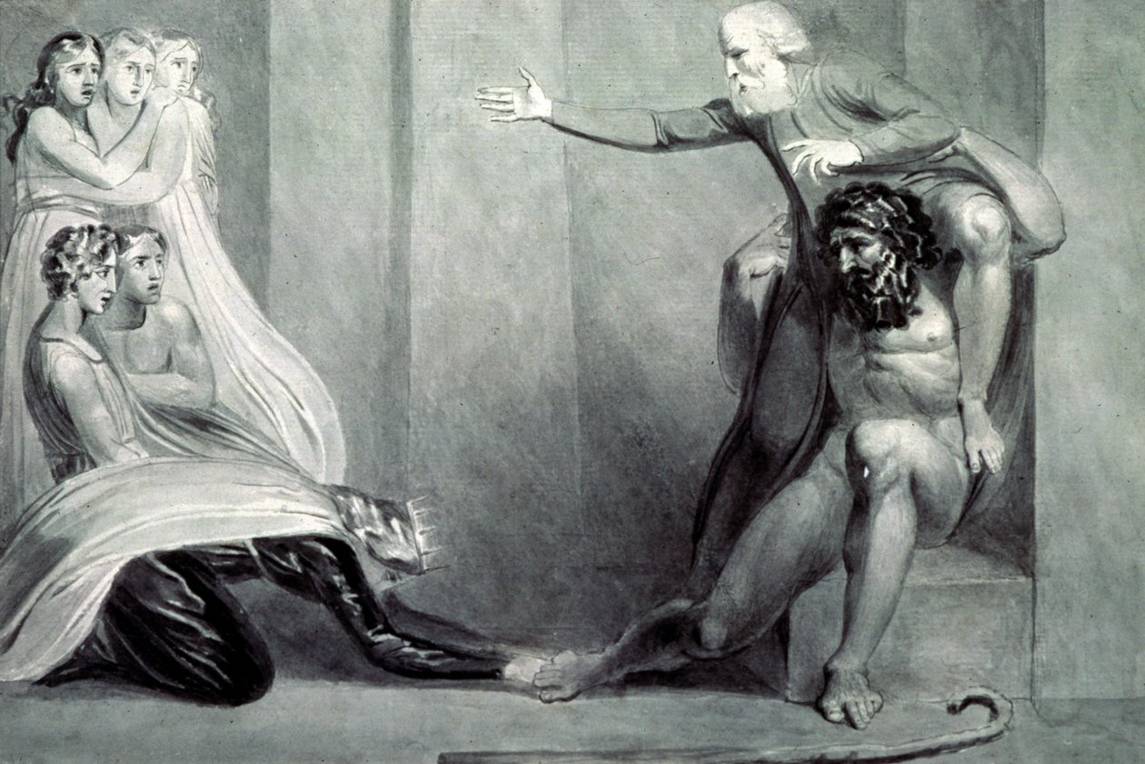Tiriel, ramené au palais sur les épaules de son frère Ijim, s