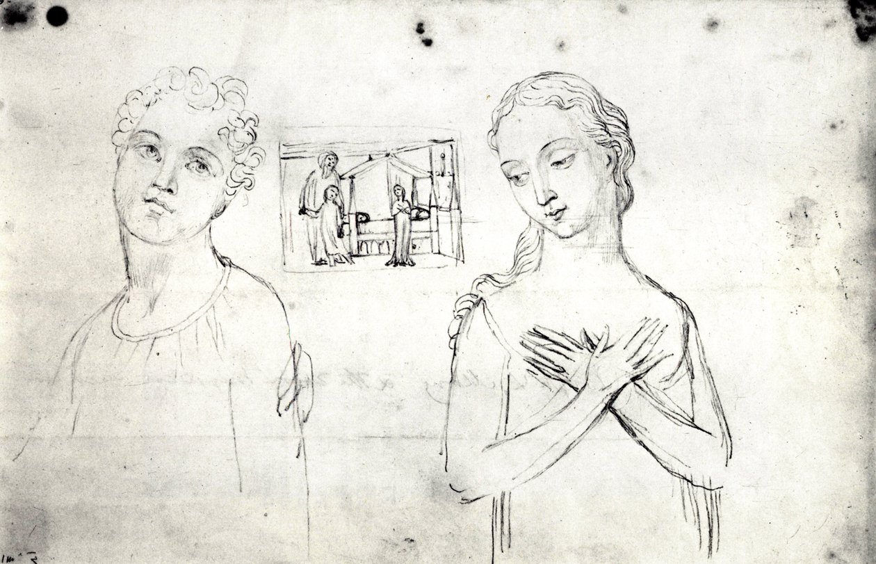 William Blake, têtes visionnaires de Joseph et Marie - William Blake