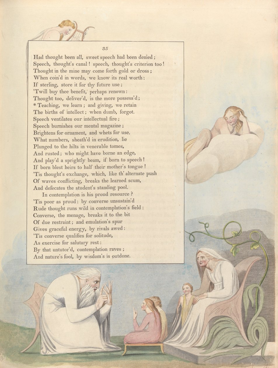Les pensées nocturnes de Young, Page 35, En enseignant, nous apprenons; et en donnant, nous retenons - William Blake