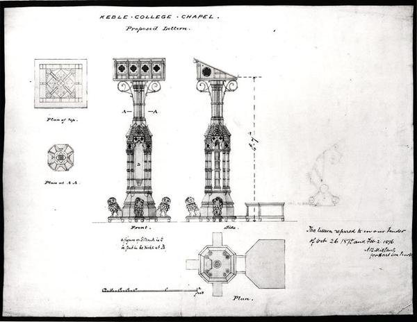 Conception pour un lutrin, chapelle du Keble College, Oxford, 1875-76 - William Butterfield
